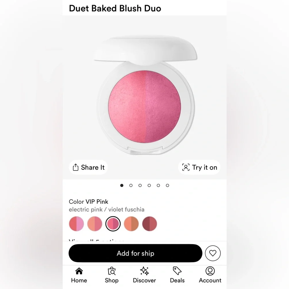 NIB Dibs Beauty Duet Baked Blush Duo in Shade VIP Pink